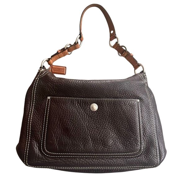 COACH Pebbled Leather Vintage Shoulder Flap Bag Brown - Picture 5 of 8